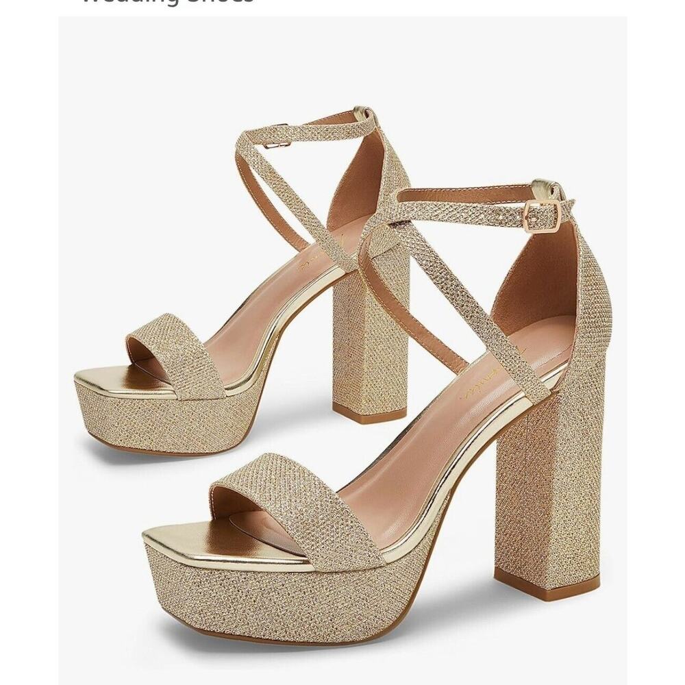 Arromic Women's Platform High Chunky Sandals 4.5 Inches Sq Open Toe Heel 9.5